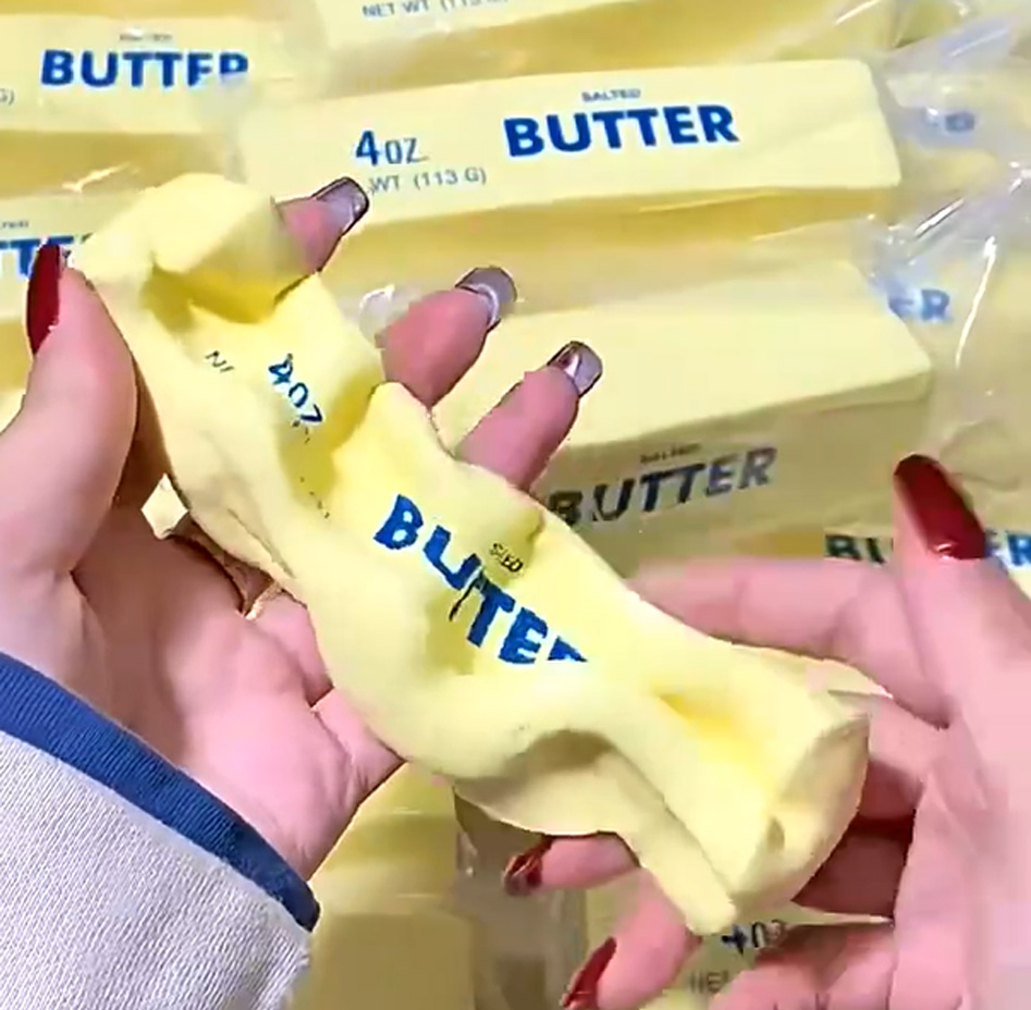 Korean Food Snacks - Quetschbares Elastisches Butterstab-Fidget-Spielzeug in Käseform, Stressabbau-Spiel,