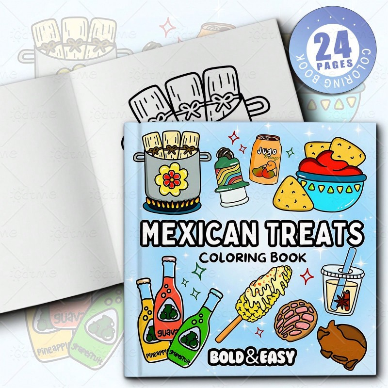 Food And Snacks Coloring Book Bold And Easy - Bold Easy Mexican Treats Malbuch, 24