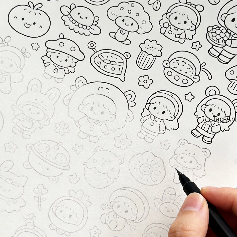 Food And Snacks Coloring Book Bold And Easy - Bilderbuch zur Angstlinderung, Kopierlinienzeichnungsalbum, Dinosaurier/Monster/Lebensmittel und