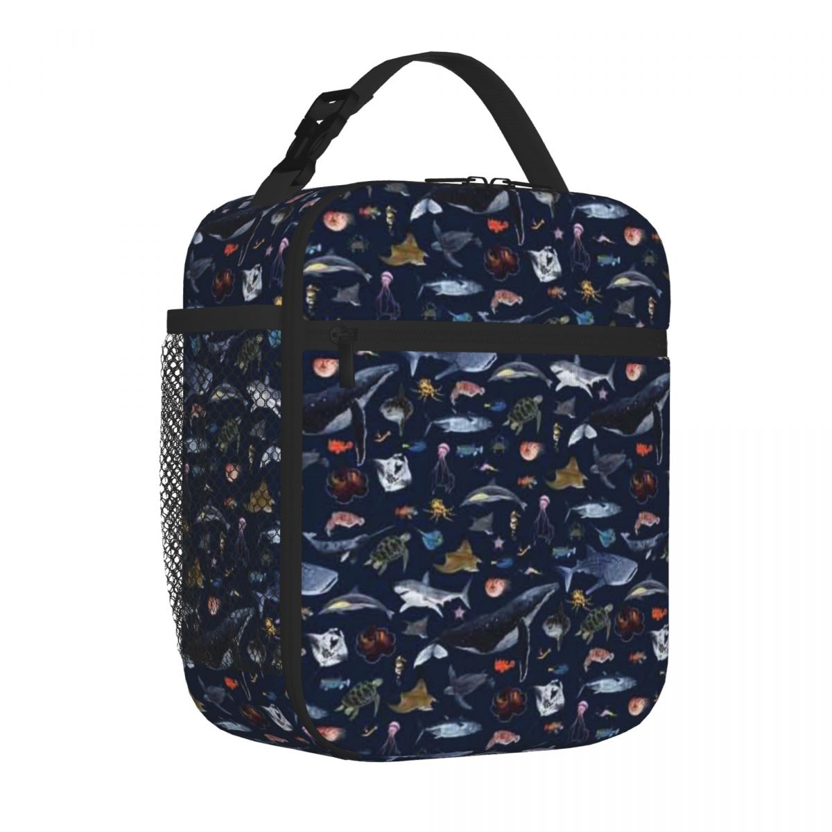 Food Snacks For Hiking - Bestseller: Thermo-Lunch-Tasche aus Oxford-Stoff mit Meeres-Tiermuster