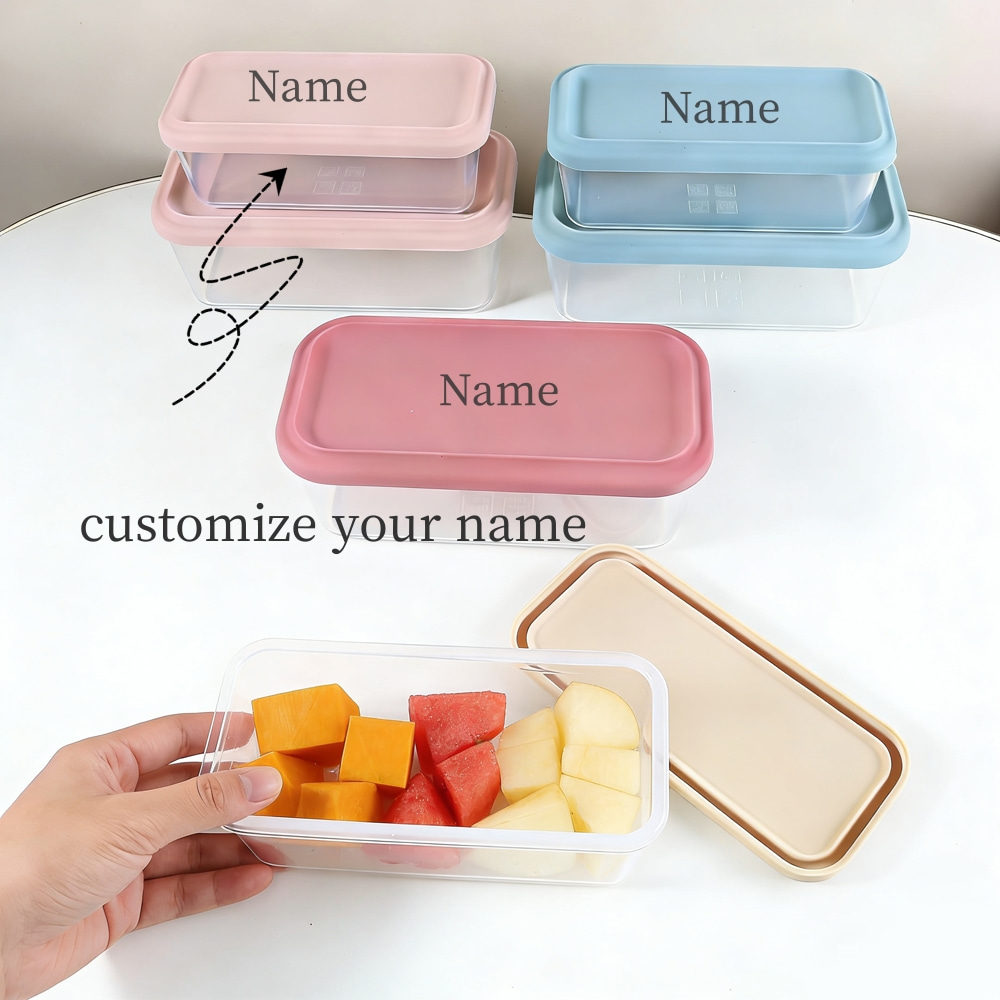 Food Snacks Name - 500ml 900ml Personalisierte Silikon-Deckel-Lebensmittelbehälter mit Namen,