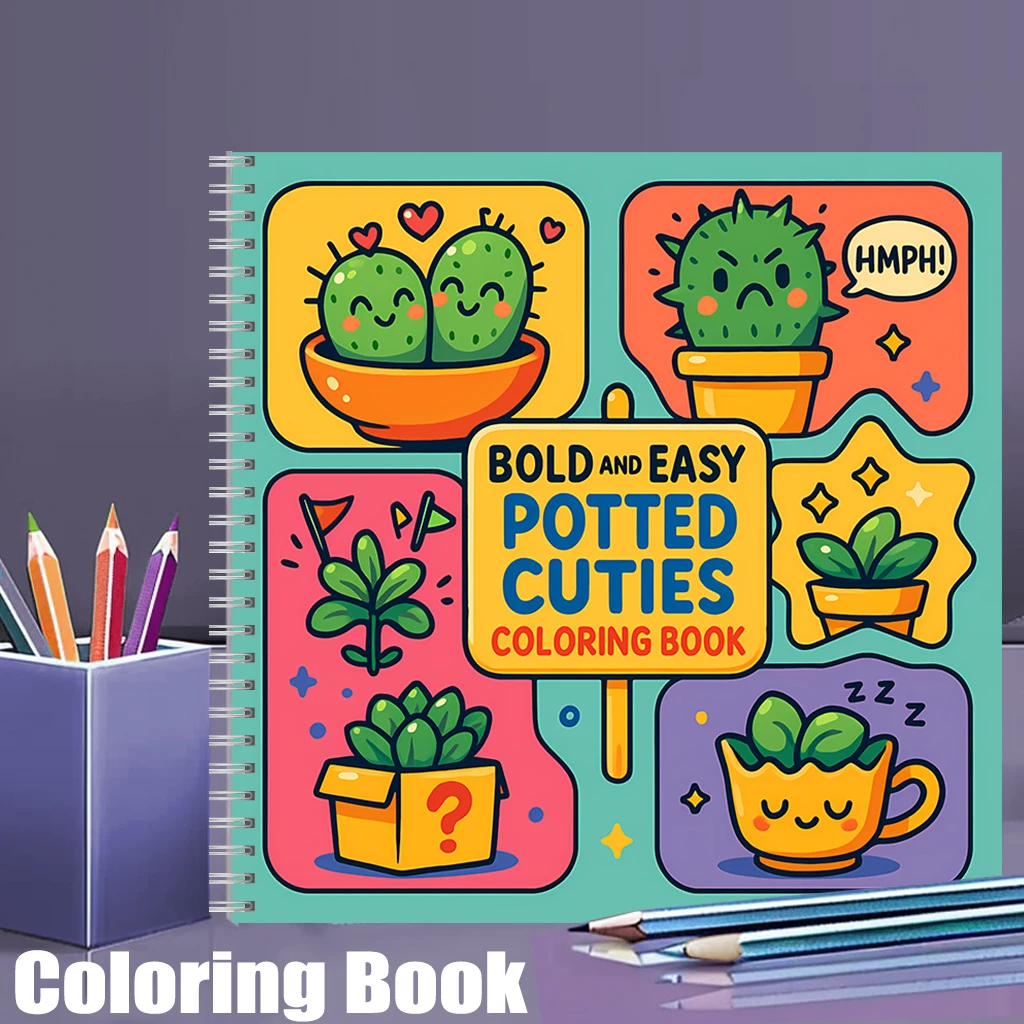Food And Snacks Coloring Book - Easy Potted Cuties Malbuch für Erwachsene,
