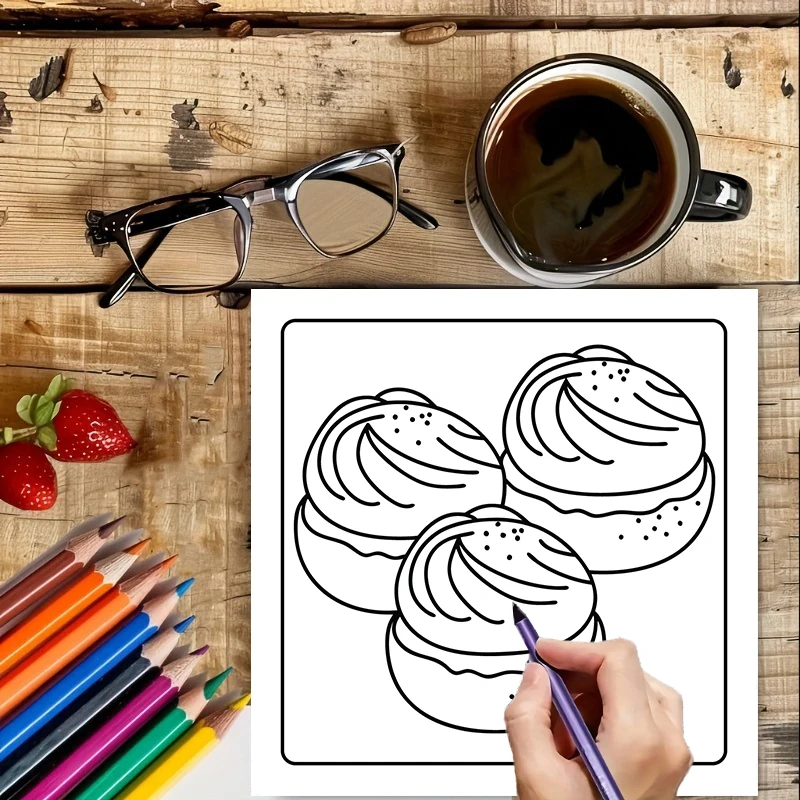 Malbuch „Einfache Desserts“ fü – Food And Snacks Coloring Book Bewertung und Preis