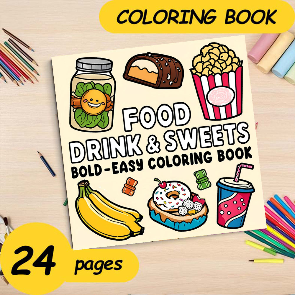 FOOD DRINK & SWEETS BOLD-EASY  – Food And Snacks Coloring Book Bold And Easy Bewertung und Preis